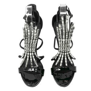 Giuseppe Zanotti 2017 Crystal Black Patent Leather Sandals- Size 39